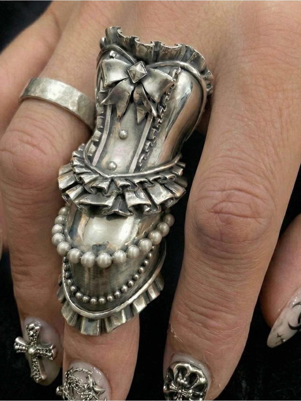 Silver Corset Statement Ring - Silver